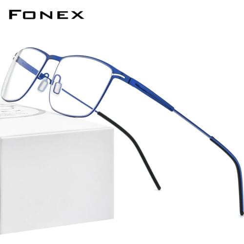 FONEX Alloy Glasses Frame Men Square Myopia Prescription Optical Eyeglasses 2020 New Metal Full Korean Screwless Eyewear F1009