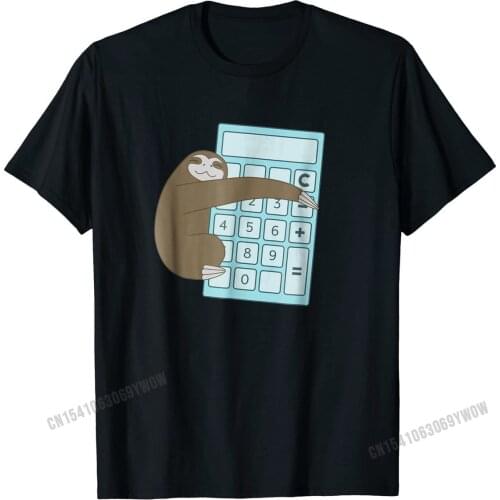 Sloth Hugging Calculator Shirt Funny Cute Math Teacher Gift Man New Coming Normal Tops Shirt Cotton Tshirts Simple Style