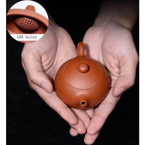 120ML Yixing Purple Clay Teapot 188 Holes Small Capacity Xishi Pot Home Mini Drinkware Handmade Black Tea Puer Pots Decoration