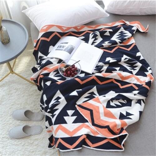 Hap-deer colorful Geometric knitted Cotton blanket Warm Bedspread for Office Throw Blanket on The Bed Soft Blankets for Sofa