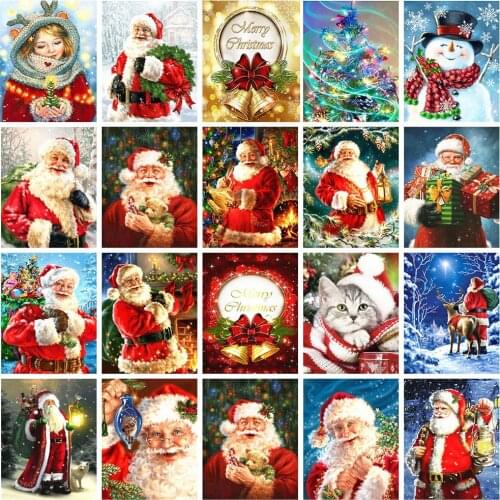 Huacan Full Square/Round Diamond Painting Santa Claus 5D DIY Diamond Embroidery Mosaic Christmas Decorations Home