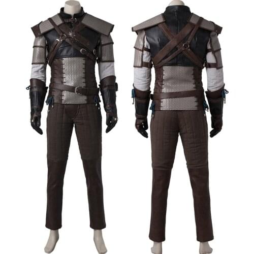 Game Wild Hunt Cosplay Costume Leading Man Geralt of Rivia Battle Uniform Halloween Carnival Full Props With Boots