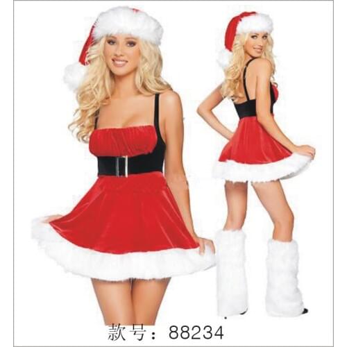 ML8007 Hot Sexy Sweety Women Back Belt to Waist Cincher Christmas Costume Dress in Red Hat