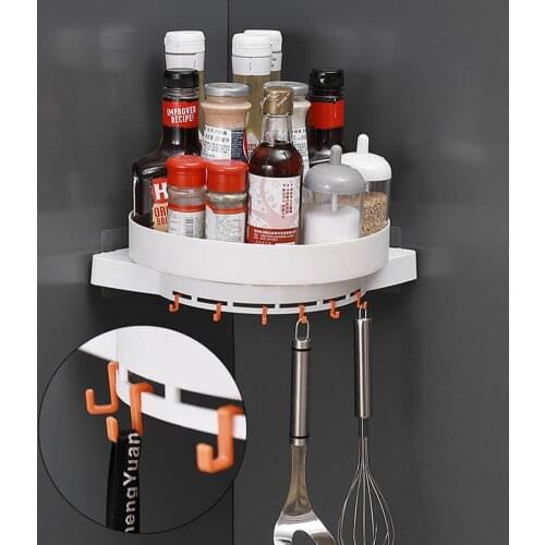 Wall Shelves Rotating Shelf 360 Degrees Shower Caddy Sheves Organizer Holder Corner Stand For Bathroom Kitchen Storage Rack 2021