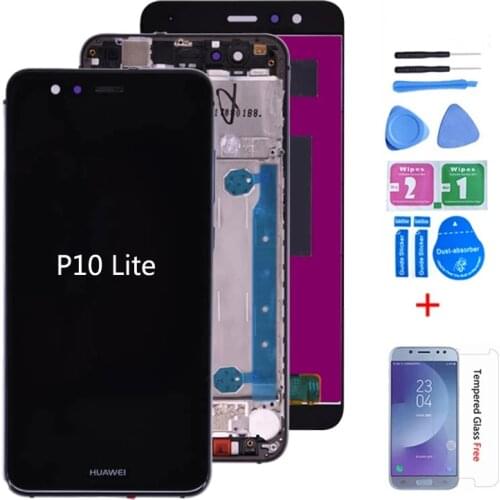 Original For Huawei P10 Lite WAS-LX2J WAS-LX2 LCD Display With Touch Screen Digitizer Assembly with frame