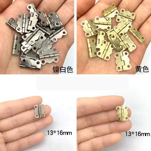 50Pcs 16x13mm Nickel/yellow Cabinet Hinges Furniture Accessories Jewelry Boxes Small Hinge Furniture Fittings Send The Screw