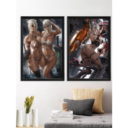 Riven Anime League Game Sexy Nude Girl Art-Poster Living-Room Picture Prints Canvas Bedroom Silk Decor Custom Home Decoration