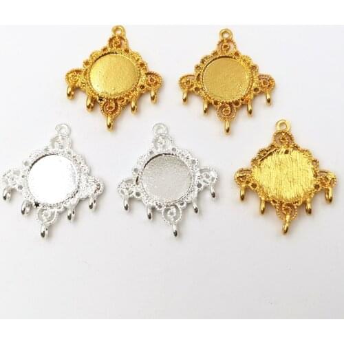 SIXTY TOWFISH 20 Pieces Metal Accessories Base Alloy Porous Alloy With 12 mm Tray Earrings Base Settings Findings