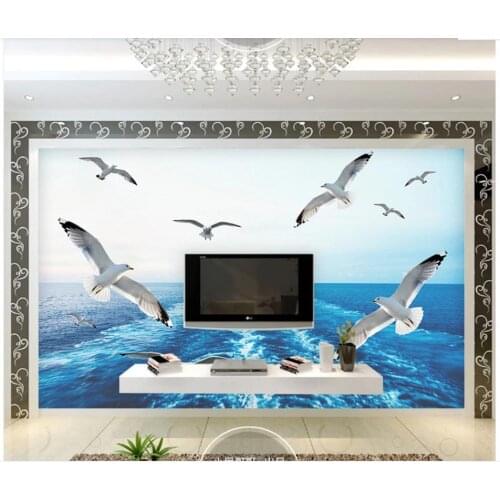 Custom photo wallpapers 3d mural wallpaper for walls 3 d Beautiful sea group birds seagull view TV background wall papers