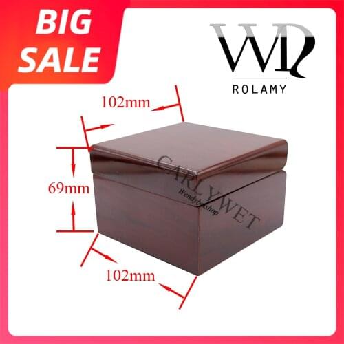 Rolamy Top Fashion Luxury Wood Brown Watch Box Jewelry Storage Case Gift Box With Pillow For Rolex Omega IWC Breitling Tudor