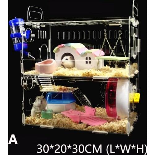 Luxury Crystal Hamster Cage Castle House Small Animal Cages (30*20*30cm)