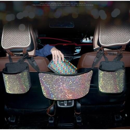 Crystal Car Storage Large Capacity Elastic Car Net Bag Between Car Organizer Back Storage Bag Luggage Holder Pocket for Car