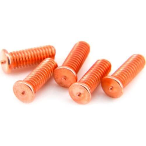 100pcs M6*8/10/12/15/16/20/25/30/35/40/45/50 Weld Threaded Studs for Capacitor Discharge Welding Spot Screws Nails Copper Plated