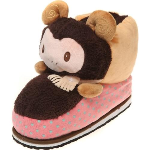 Cute Women men Tall Carton Monkey Full Package With Cotton Slippers Home Warm Shoes EVA Hardground