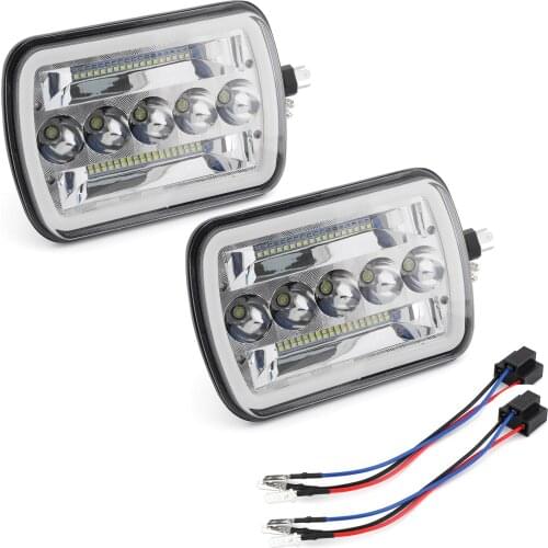 Areyourshop 2PCS 7"X6" Csp Led Headlights Three Rows Reflectors 500W 50000Lm For Trucks