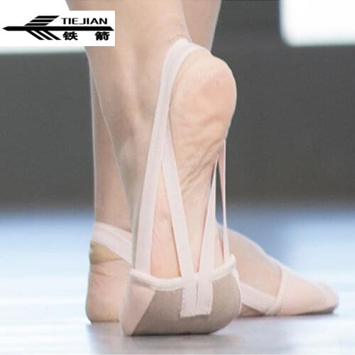 Canvas Leather Half Sole Stretch Women Dance Shoe Soft Exercise Rhythmic Gymnastics Slippers Non-slip Belly Dancing Shoes Adult