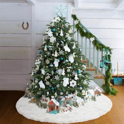 Christmas Tree Skirt White Plush Faux Fur Xmas Tree Carpet Merry Christmas Tree Decorations Ornament New Year Navidad Home Decor