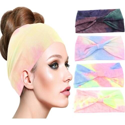 Tie-dye cotton Handmade Headbands for Women Knot Hairbands Sport Headband Yoga Turban Headwrap Bandana Girls Hair Accessories