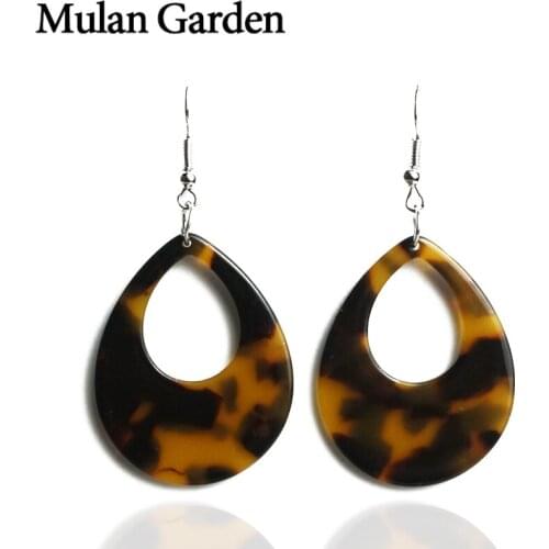 M&G Water Drop Hollow Leopard Earrings Acrylic for Women Fashion Dangle Acetate Resin Statement Earrings Resin Jewelry 2019 Gift