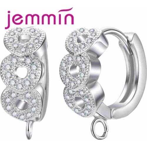 Big Promotion Earrings Hoop 925 Sterling Silver Three Round Shape Cubic Zirconia For Women Girls Present Crystal Jewelry