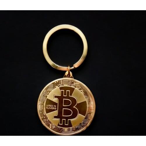 1Pcs Bitcoin Key Chain Coin Key Rings Jewlery Commemorative Collectors Friends Gifts Key Decorative Coins Bag Pendant Keychain