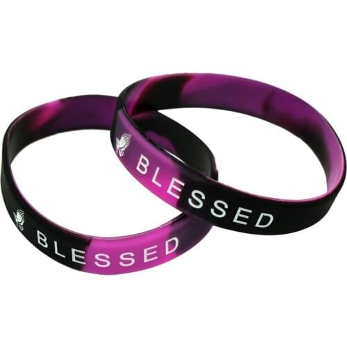1PC New Music Blessed Silicone Wristband Printed Sports Mix Color Bracelets&Bangles Women Man Faith Believe Gifts SH155