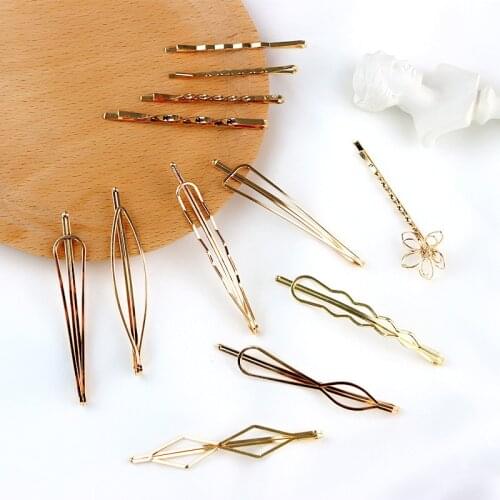 Fashion 1pcs Woman Pearl Hairpins Alloy Barrettes Geometric Gold Hair Clip Sweet Headwear Barrettes Headband Hair Accessories