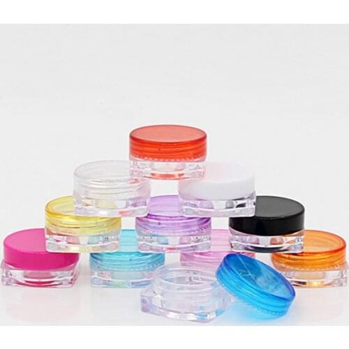10 Pcs/lot 3g 5g transparent small square bottle Cosmetic Empty Jar Pot Eyeshadow Lip Balm Face Cream Sample Container RB08