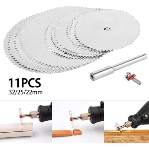 11pcs Mini Circular Saw Blade Electric Grinding Cutting Disc For Rotary Tool Few Burrs Wood Beeswax Walnut PVC Pipe 22,25,32mm
