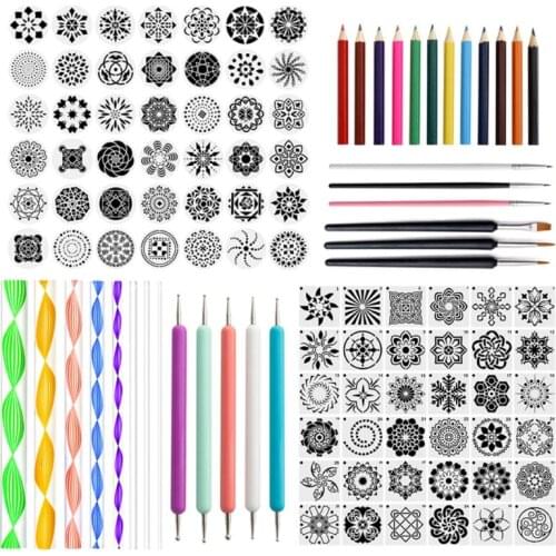 112PCS/Set Mandala Dotting Tools Art Supplies, Nail Drawing Mandala Arts Craft Kits with Tray Brush Pen for Home Decor
