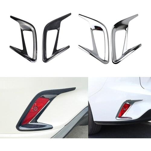 2 Pcs Car ABS Silver/Carbon Striation Rear Tail Fog Light Frame Cover Protection Trim Fit For Ford Focus Sedan MK4 2019 2020