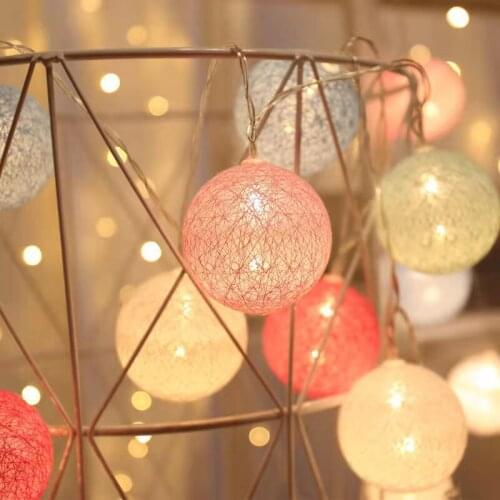 20 Leds Cotton Ball String Lights For Christmas Bedroom Garden Decoration Light Ball Lantern Night Light Colorful LED Cotton