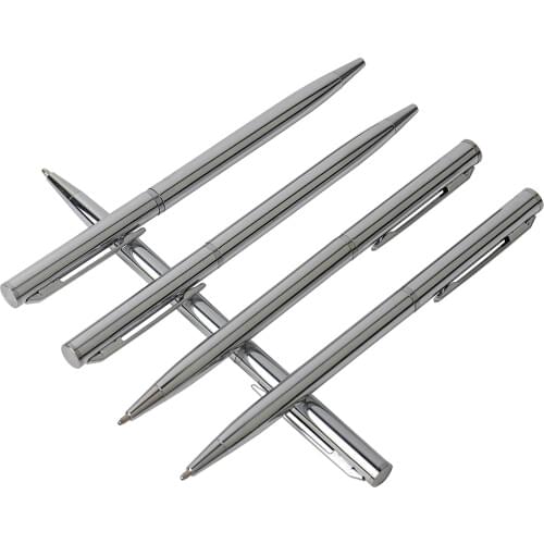 3/3 0PCS Stainless Steel Rod Rotating Metal Ballpoint Pen Stationery Ballpen 0.7mm Blue Black Ink Office & School Supplies