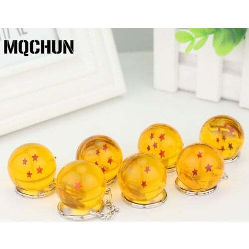 7 Style Anime Cartoon Dragon Keychain DBZ Cosplay Yellow Crystal Balls 1-7 Stars PVC Figure Toys Key Chain Key Ring-50