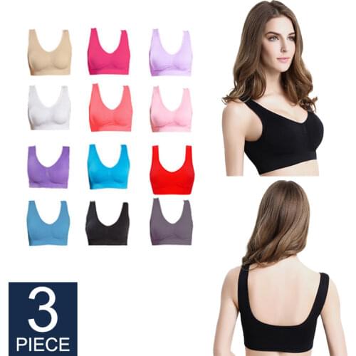 3PCS/lot Seamless Bra With Pads Plus Size Bras For Women Active Bra Wireless Brassiere Push Up Big Size Vest ECMLN dropshipping