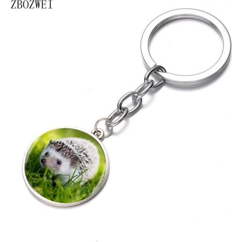2 Colors Hedgehog Pendant Keychain Long Chian Statement Handmade Unique Keychain Jewelry Pendant