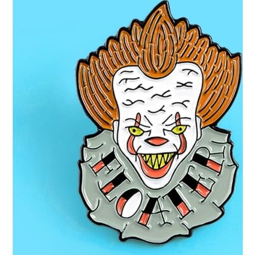 Horror Stephen Kings JOKER Brooches Movie DC JOKER Enamel Pins Lapel Pin Badge Thriller movie Jewelry Gift For Women fans