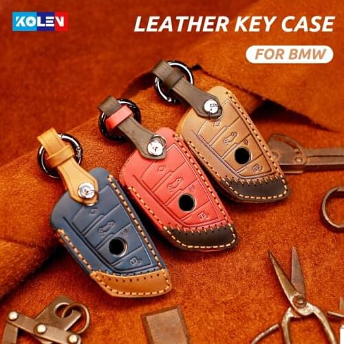 Genuine Leather Car Remote Key Case Cover Fob Holder For BMW 1 2 5 7 Series X1 X3 X5 X6 F15 F16 E53 E70 E39 F10 F30 G30 F48 G11