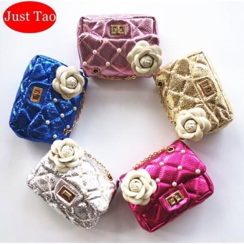 DHL Free Shipping Just Tao Kids Small shiny flower pearl bags kid messenger bags Toddlers mini coin purse GIRLS BAGS JTD024
