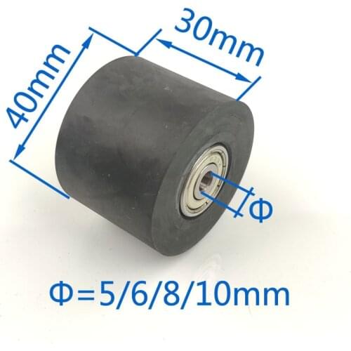 Diameter 40mm,Length 30mm black color PU material sliding nylon rollers/wheels with two bearings bore 5mm/6mm/8mm/10mm