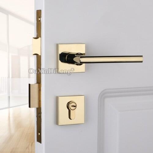 Elegant Luxury European Mute Mortise Door Lock Set Interior Living Room Bedroom Bathroom Silent Split Door Lock With Key/No Key