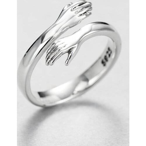 Give Me A Hug Hand Retro Creative Fashion Silvery Color Gifts Open Finger Ring Adjustable Knuckle Finger Jewelry Love Hug Rring