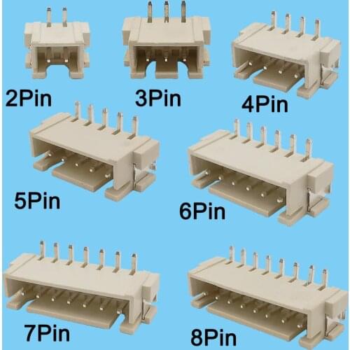 50Pcs XH2.54 Connector Vertical Right Angle SMD Socket 2.54mm Pitch Pin Header 2/3/4/5/6/7/8P Heat Resistance terminal block