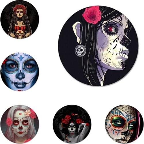 Mexican Skull Girl Badge Brooch Pin Accessories For Clothes Backpack Decoration gift 58mm