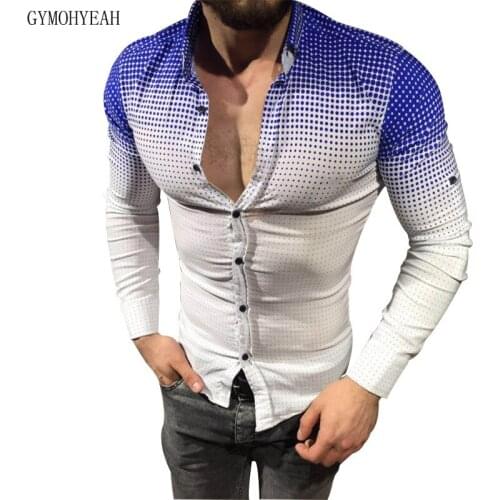 GYMOHYEAH Mens Polo Shirt Quick-drying gradient 2019 Long sleeve autumn Shirt Man Poloshirt Men Fashion casual Polo shirts