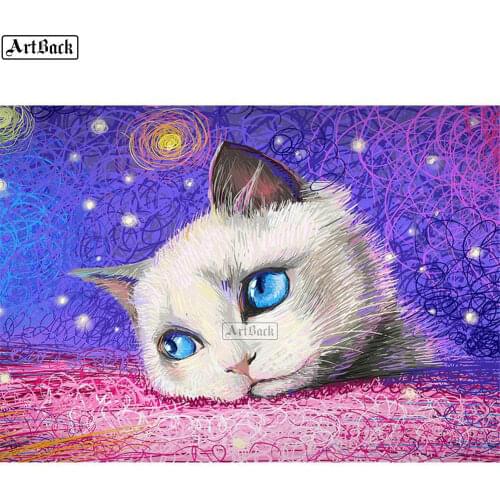 New 5D Diamond Painting Cat Full Square 3d Sticker Embroidered Animal Home Decor Diamond Mosaic Artwork