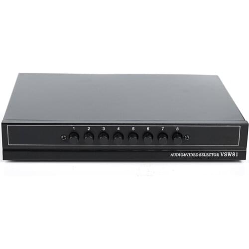AV Switch Box 8 in 1 Out AV Audio Video Signal Composite RCA Switcher 8 to 1 Audio and Video Switcher