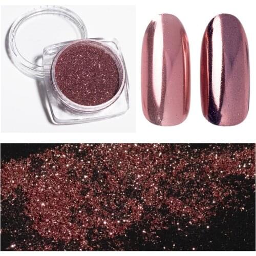 1 Box New Arrival 0.5g Rose Gold Mirror Effect Powder Nail Glitter Holographic Chrome Nail Pigment Pearl Powder Decor Manicure