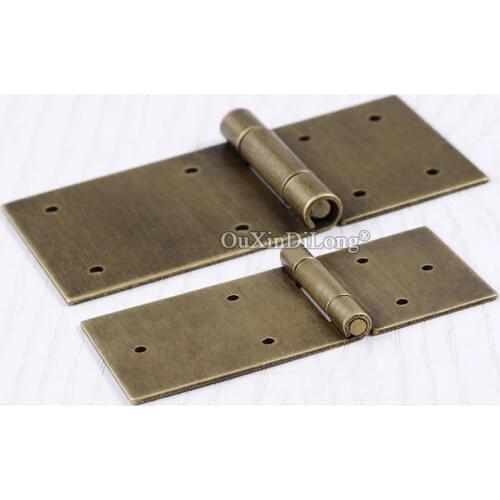 Retro Vintage 10PCS European Antique Brass Furniture Hinges Cupboard Cabinet Wooden Box Freely Hinges with Nails