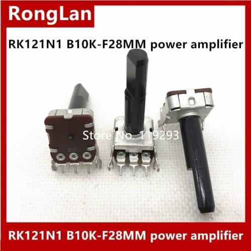 RK121N1 B10K shaft 28MM 121 square potentiometer power amplifier 3-pin volume B10K potentiometer -10PCS